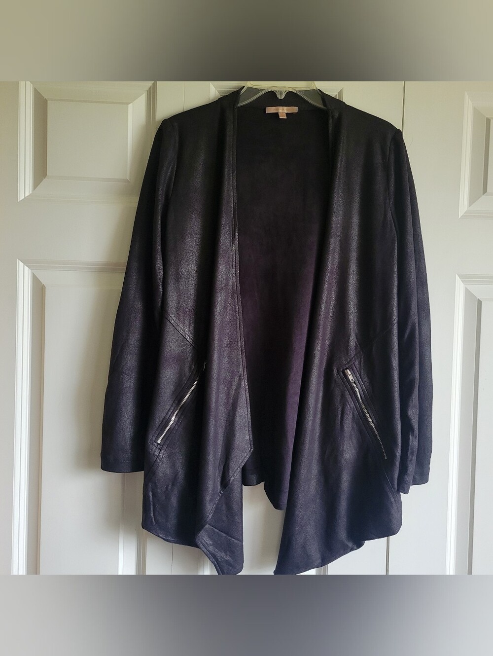 Skies Are Blue Womens Size Small Faux Suede Open Front Jacket
